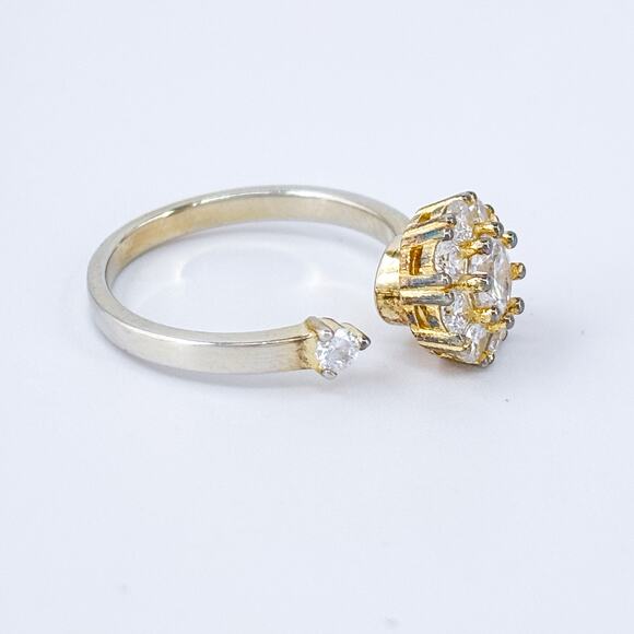 Vintage Gold-Plated Sterling Silver Cubic Zirconia Spinning Sparkle Ring Sz 6.5 - Picture 4 of 9